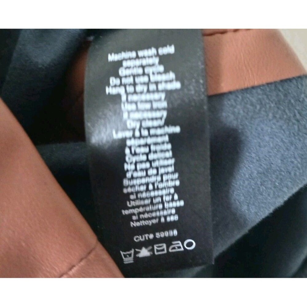 Rag & Bone Faux Leather Leggings Petite PS Brown High Rise Stretch Pants - Picture 6 of 7